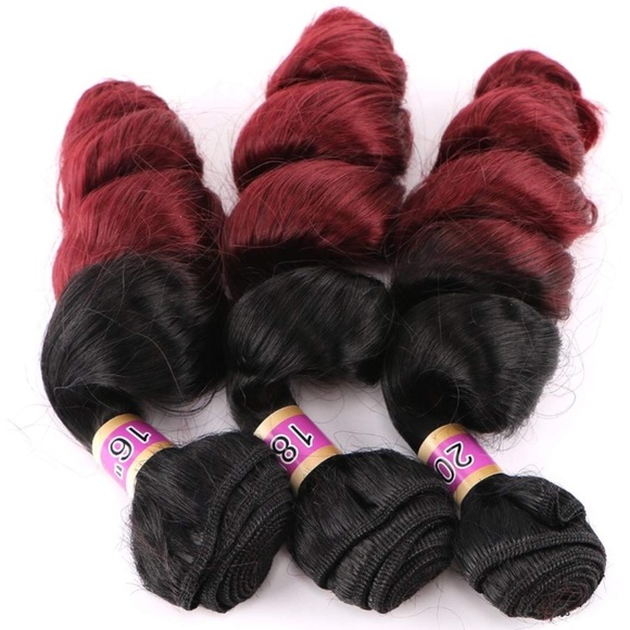 3 bundles of 2tone burgundy hair extensions *NWT* main image 7